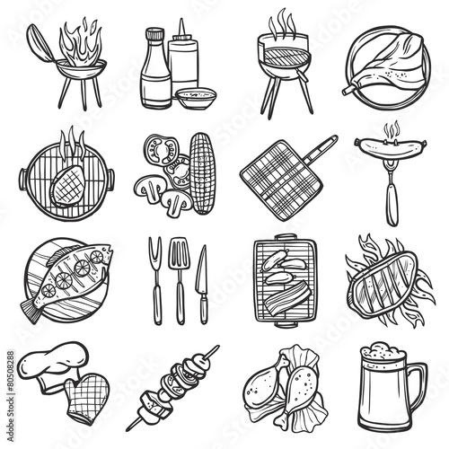 Bbq Grill Icons Set