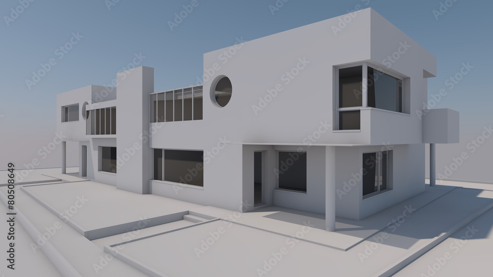 Edificio residenziale 3D bianco