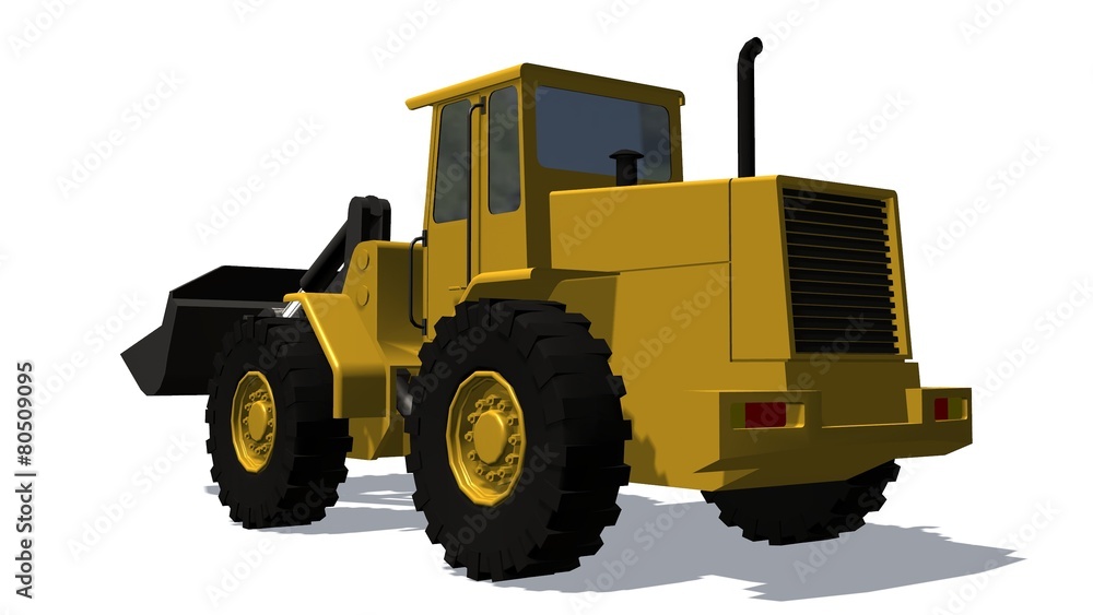 Wheel loader bulldozer isolated on white background