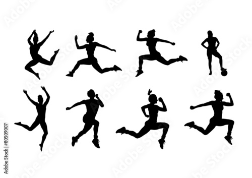 Silhouette of people working out vector