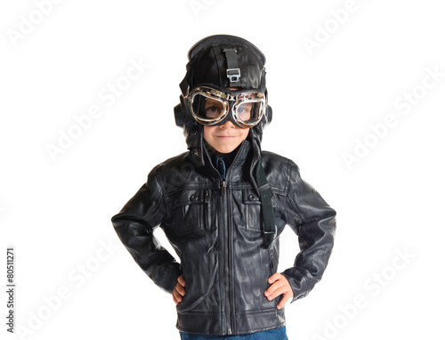 Kid dressed as aviator