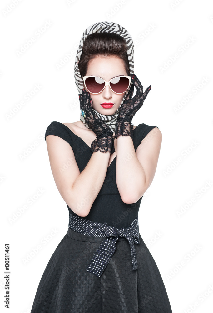 Young beautiful woman in retro pin-up style isolated Young beautiful woman in retro pin-up style isolated