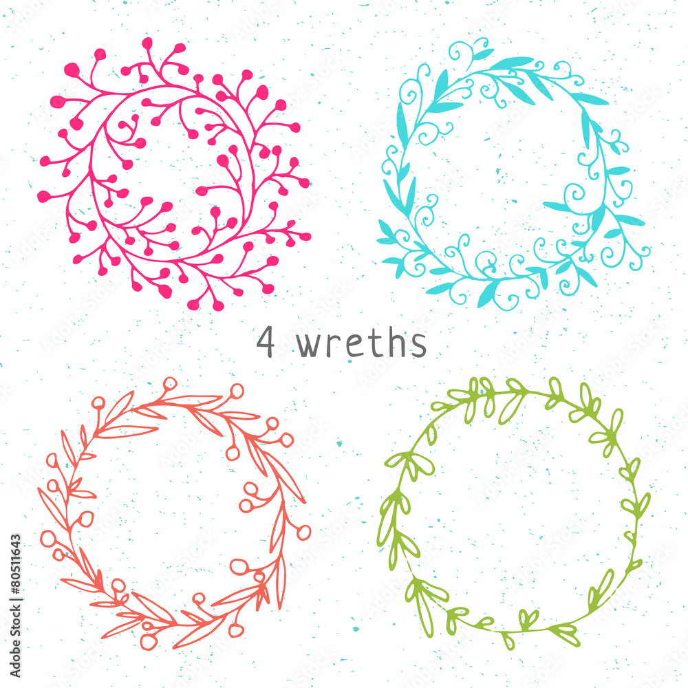 Obraz premium Doodle floral wreaths