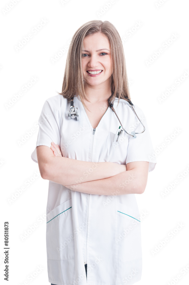 Young and confident woman doctor smiling Young and confident woman doctor smiling