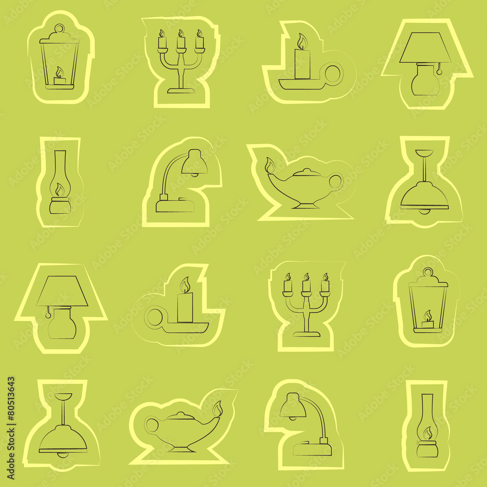 Seamless background with different lamps Seamless background with different lamps