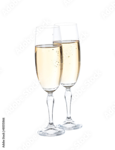Two glasses with champagne. Isolated