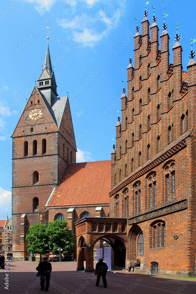 Obraz premium HanoverMarktkircheAltesRathaus
