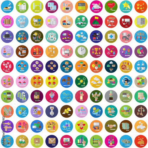 Flat Icons Set: Vector Illustration, Graphic Design. Collection Of Colorful Icons. For Web, Websites, Print, Presentation Templates, Promotional, Mobile Applications And Promotional Materials