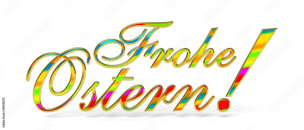 Frohe Ostern, Text, Grußkarte, 3D, horizontal, bunt, farbenfroh Frohe Ostern, Text, Grußkarte, 3D, horizontal, bunt, farbenfroh