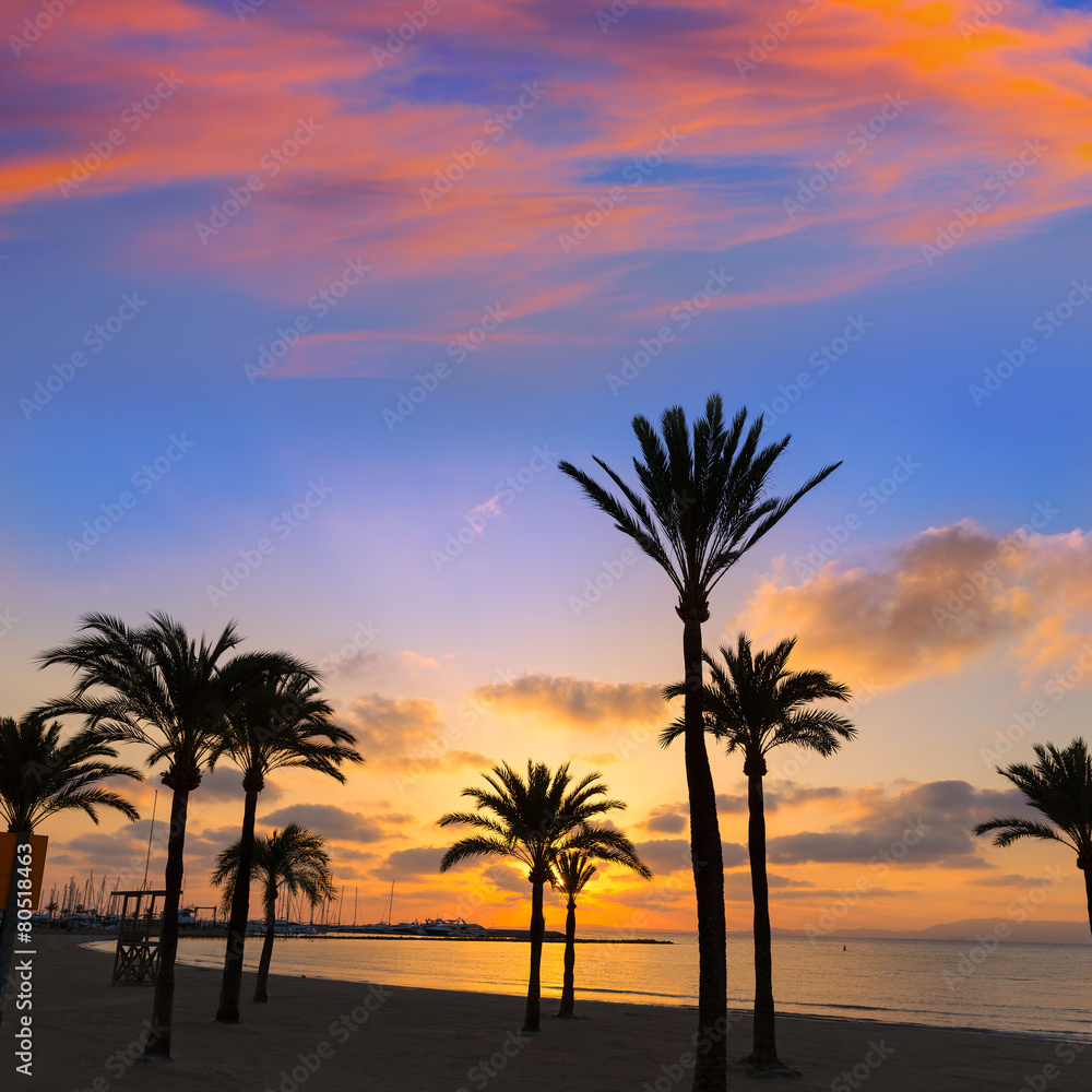 Majorca El Arenal sArenal beach sunset near Palma