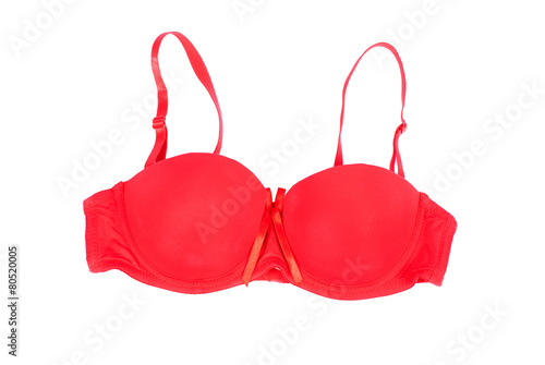 Red bra isolated on white background