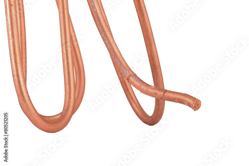 The Thick Copper Cable on the White Background