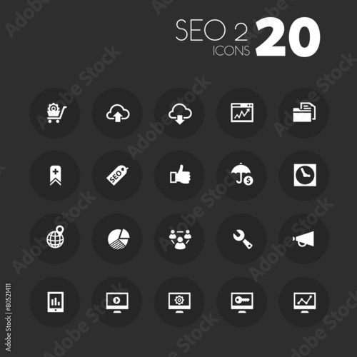 Thin SEO 2 icons on dark gray