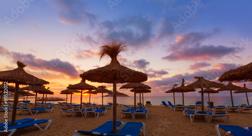 Fototapeta Naklejka Na Ścianę i Meble -  Mallorca sunrise in Magaluf Palmanova beach