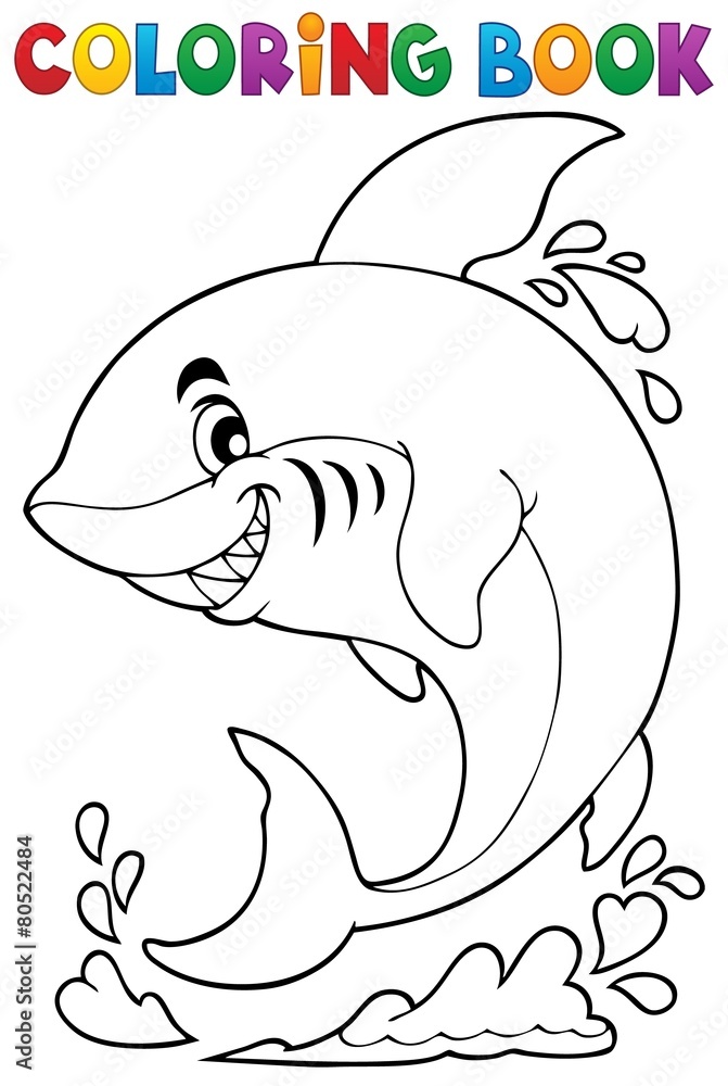 Fototapeta premium Coloring book with shark theme