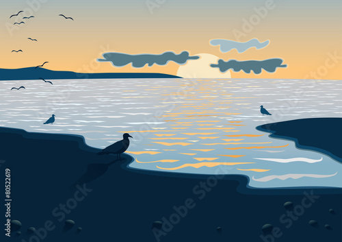 Sea at the sundown