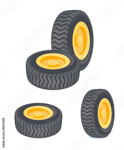 Wheel. Set.  Eps10 vector illustration. Isolated on white