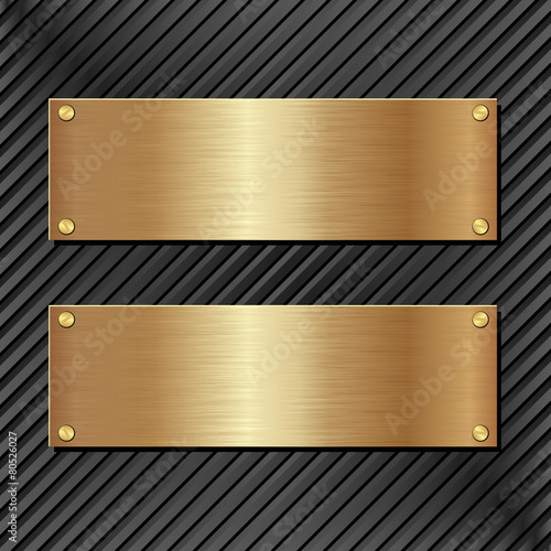 black panel with two golden banners