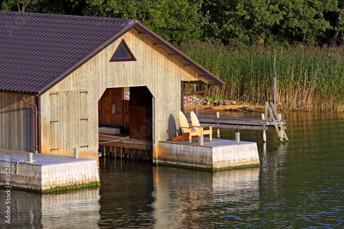 Print op canvas Boathouse for motorboat.