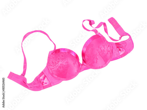 Pink and black bras isolated on white background