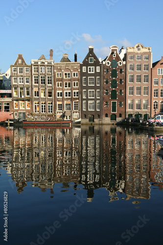 Amsterdam Hausfassaden Spiegelung Damrak © Rainer Schmitten