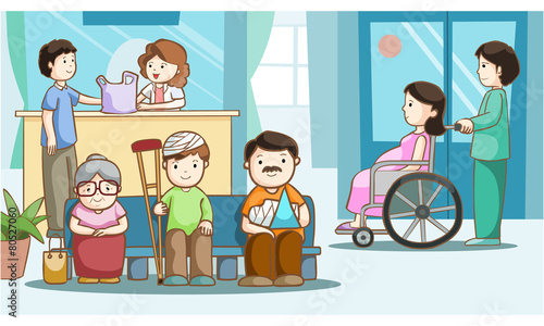 Happy people in hospital vector illustration