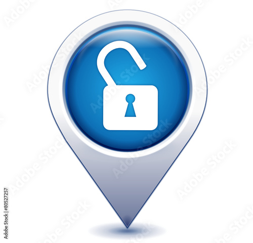 cadenas sur marqueur géolocalisation bleu