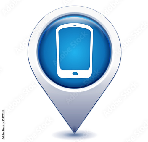 smartphone sur marqueur géolocalisation bleu