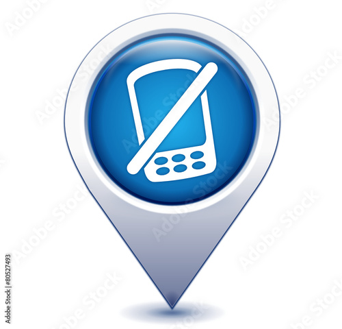 téléphone interdit sur marqueur géolocalisation bleu