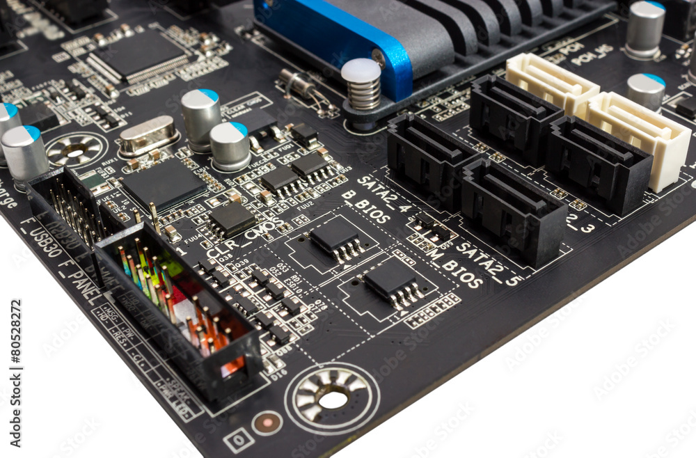 Electronic collection - digital components on computer mainboard Electronic collection - digital components on computer mainboard
