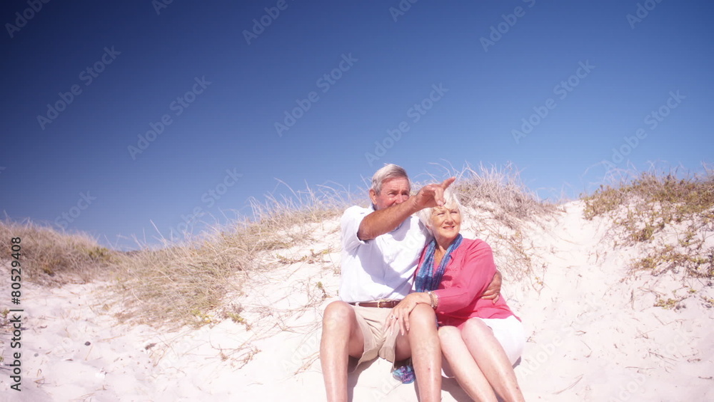 Retired couple enjoying time together at the beach