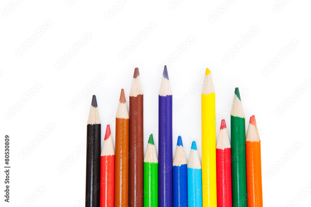 Colored pencils isolated on white background Colored pencils isolated on white background