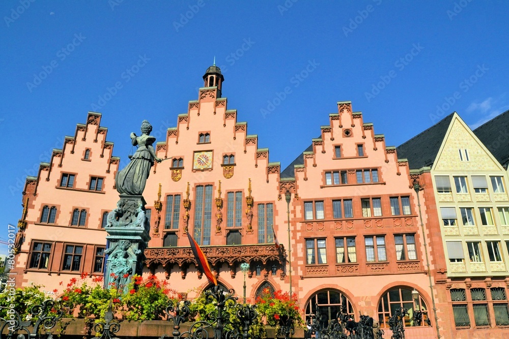 Frankfurt old city Altstadt and Roemerberg