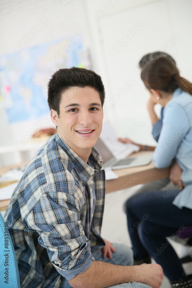 Portrait of college boy attending class Portrait of college boy attending class