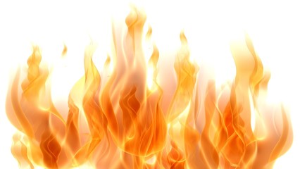 Fire. 3D. Fire Flames on white