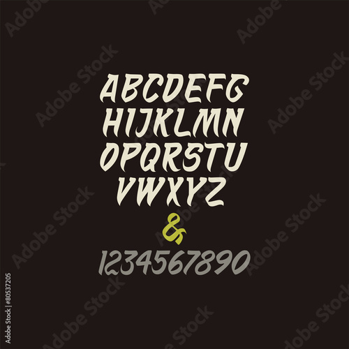 Vector calligraphic alphabet in indian style.