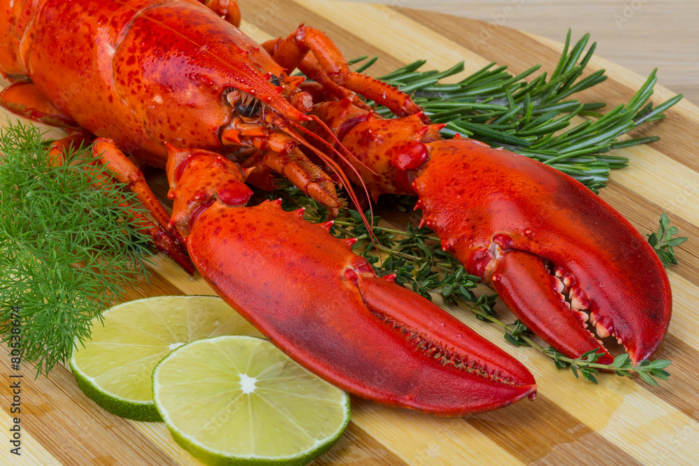 Red boiled lobster