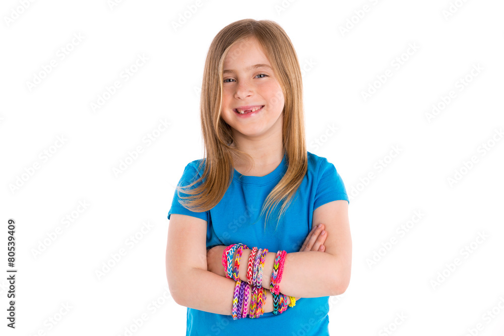 Loom rubber bands bracelets blond kid girl Loom rubber bands bracelets blond kid girl