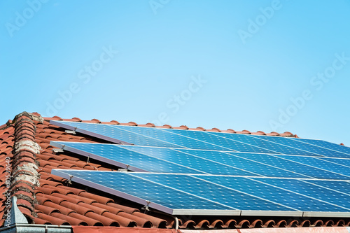 Solar Panel On A Red Roof