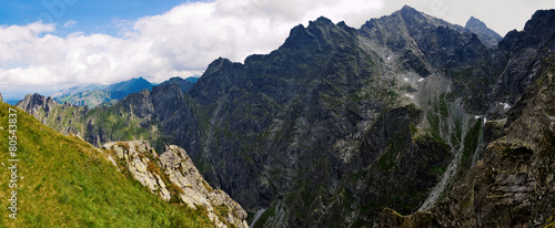 Panorama of the Tatras from the path to the pass at Chlopkiem