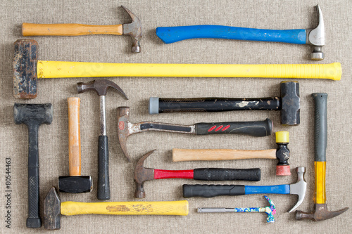 Photo Large selection of different hammers