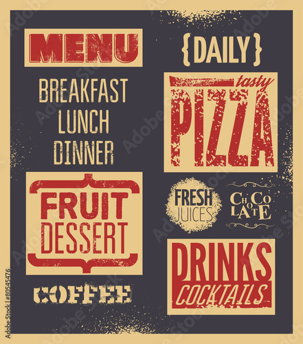Retro typographic restaurant menu design. Vector illustration.