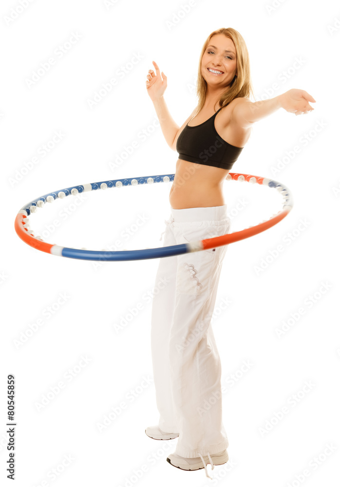 sporty fit girl doing exercise with hula hoop. sporty fit girl doing exercise with hula hoop.