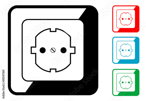 Icono simbolo enchufe en varios colores