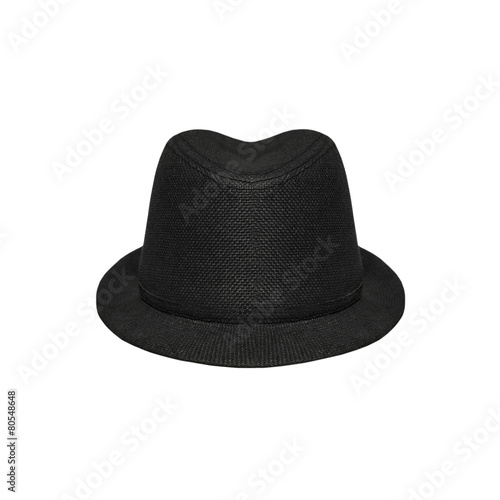 Black elegant hat on a white background