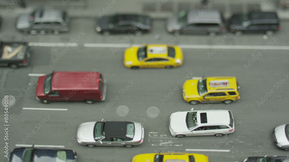 Overhead view of traffic on a busy New York street Overhead view of traffic on a busy New York street