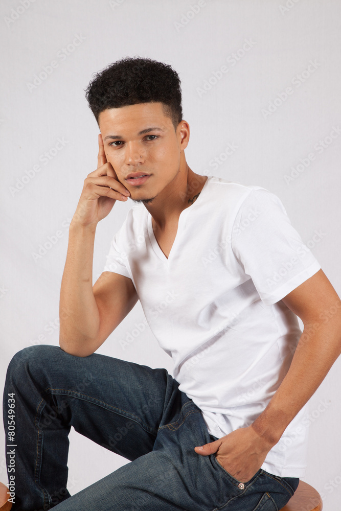 Handsome man looking thoughtful Handsome man looking thoughtful