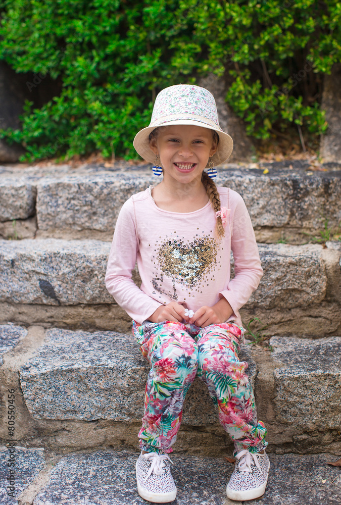 Adorable little girl have fun outdoors Adorable little girl have fun outdoors