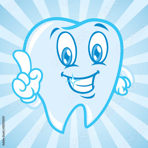 cartoon tooth with burst background