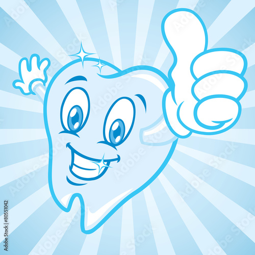 cartoon tooth with burst background